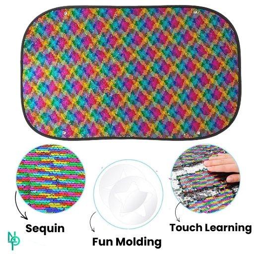 Sensory Sequin Wall Fabric -Reversible Sequin Panel for Floor or Wall, Flipping Sequin Wall Decor Multicolor 2