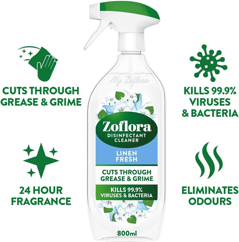 Zoflora Linen Fresh Multipurpose Spray, Antibacterial & Multi-Surface Disinfectant, 800 ml - Household 1