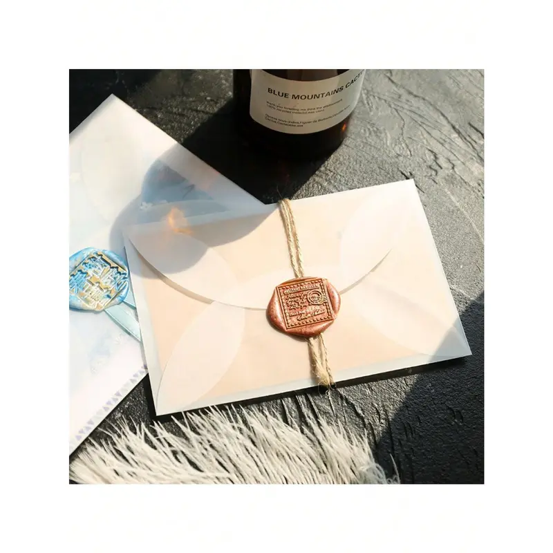 20pcs Rounded Edge Vellum Paper Envelopes, Semi-Transparent Frosted Thick Envelope Sleeves Back To School 2
