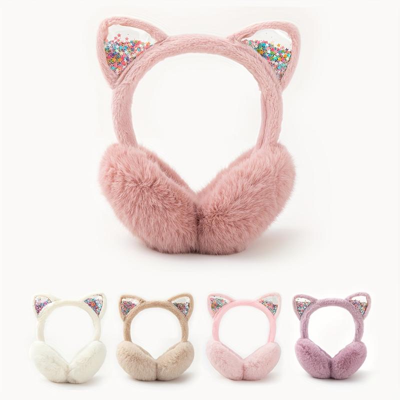 Product Introduction of Festive Cat Ear Headphones: Soft Faux Fur Ear Warmers with Sparkly Ears - Perfect for Winter Fashion 1