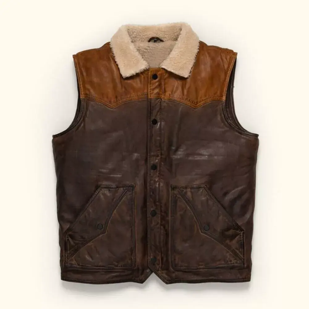 Men’s Premium Genuine Leather Fur Vest – Soft, Cozy & Stylish Winter Outerwear, Perfect for Cold Days & Fashionable Elegant Layering For Staying Warm