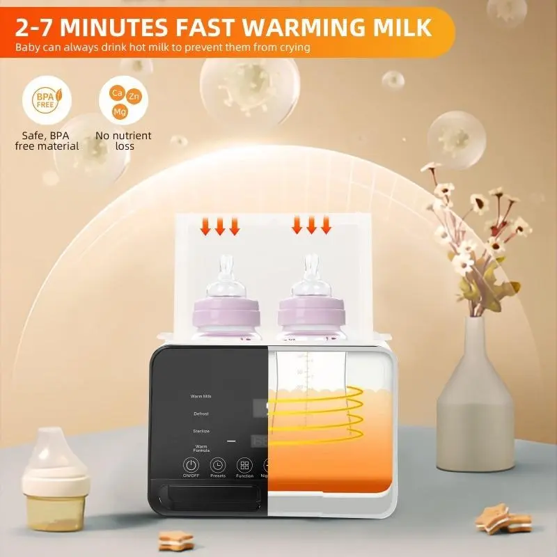 Baby bottle heater, Double bottle Sterilizer, LCD heating display, Fast baby food heating and defrosting, baby food heater, breast milk and formula, precise temperature control, a must-have in the home 3