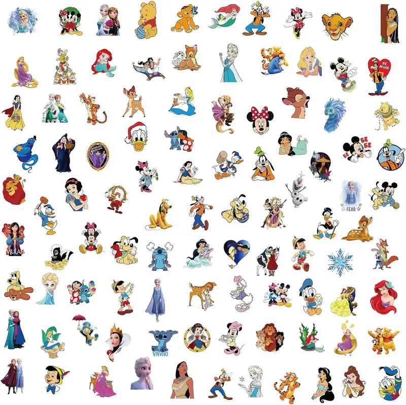 Princess Stickers, 100PCS Cartoon Sweet Princess Cute Decorative Aesthetic Vinyl Waterproof Stickers for Laptop, Skateboard, Computer, Phone Case, Guitar 3
