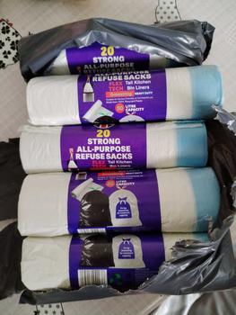Product Review of Bitterplum 100pcs White Mid-Size Drawstring Strong Pedal Bin Liners from l**1 0