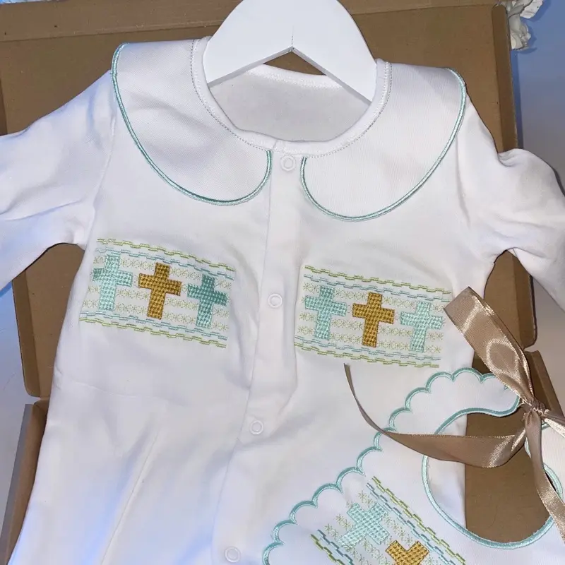Easter Cross Smock Set - Perfect Baby Shower Gift