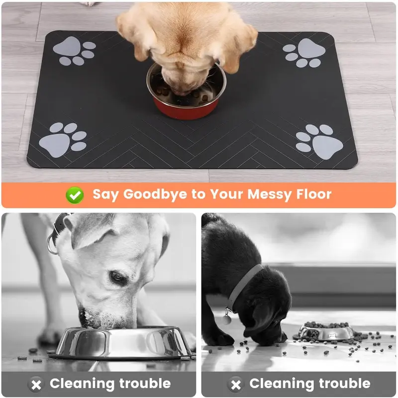 Product Introduction of Pet Feeding Mat-Absorbent Pet Placemat for Food and Water Bowl, with Waterproof Rubber Backing, Quick Dry Water Mat for Dog Cat 3
