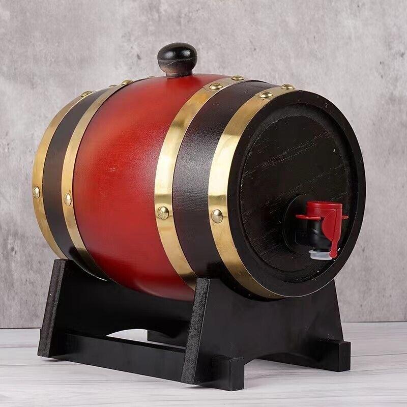 1.5L Oak Wooden Whiskey Barrel Decanter Beer Wine Drinking Dispenser Party Bar 2