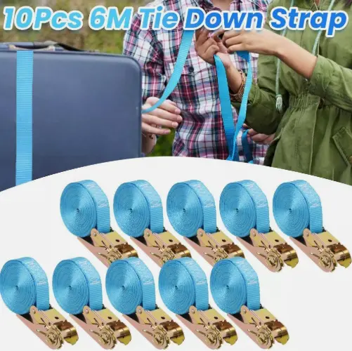10Pcs Endless Ratchet Lashing Straps Tie Down Straps 6Mx25mm Cargo Lashing 800kg 2