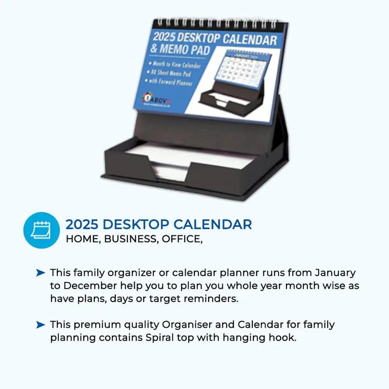 2025 Desktop Month to View Calendar, Tear Off and Memo Note Pad, Planners & Personal Organisers, Spiral Bound for Home Business Office School (Desktop) 4