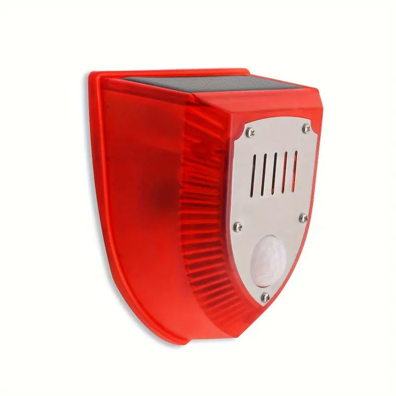 1pc Solar-Powered Motion Sensor Alarm, 129dB Siren & Dog Barking Sound Alert, 6 Red LED Flash Warning Strobe Light, Security System For Farm, Villa, Home, Yard, Barn, Outdoor Safety, PIR Sensor, Within 157.48inch Range 5