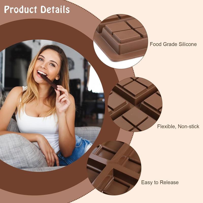 Silicone Chocolate Bar Mould Rectangle Sectional Snap Bar Wax Melts Candy Mold Birthday Flexible 4