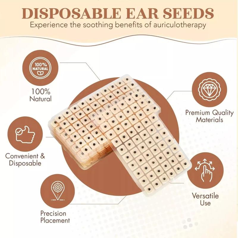 Acupuncture Ear Seeds Acupressure Massage Therapy Pack of 20 Silver Plated Seeds, Body Care Kit for Men & Women Comfort Traditional 5