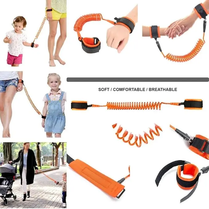 Anti Lost Wrist Link Belt for Toddlers Safety Leash Boys & Girls – Soft Comfortable Breathable Wrist Reins 1.5m for Travel & Walk –Wrist Reins for Toddlers, 360 Degree Rotating 7