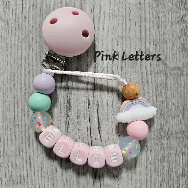 Personalised Rainbow Dummy Clip for Baby Girl 3