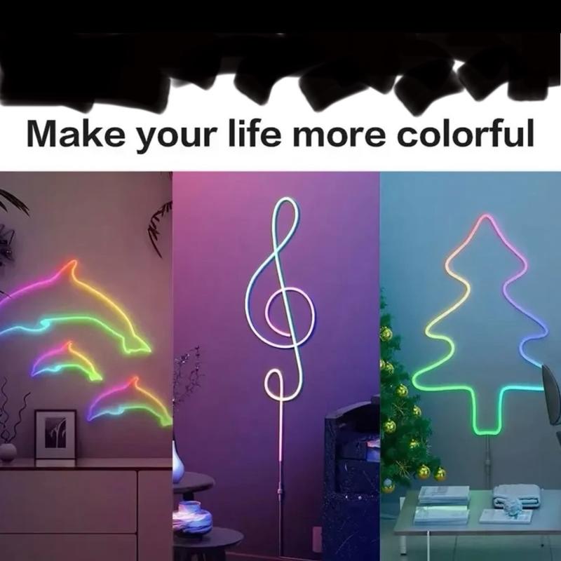 RGBIC 10 Meters Vibrant and Flexible IP67 Neon LED Strip Lights for Living and Bedroom Rooms - Music and Gaming Sync - Indoor and Outdoor Use rope light ledstrip arsenal ledbulb multicoloured smart 3m fairy black 1