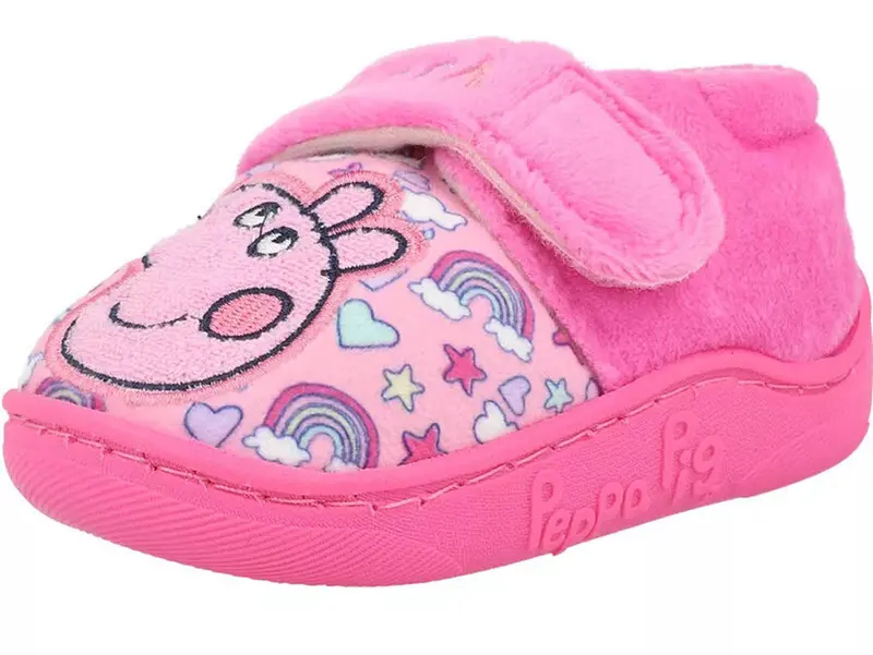PEPPA PIG GIRLS OFFICIAL PINK EASY CLOSE NOVELTY SLIPPERS HARD SOLE UK SIZE 5-10 2
