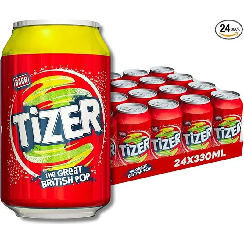 Shop BARR Tizer 24 Pack Citrus Fizzy Drink 'Fizzingly Fun' – 24 x 330ml Cans, Refreshing & Zesty! Beverage Sweet