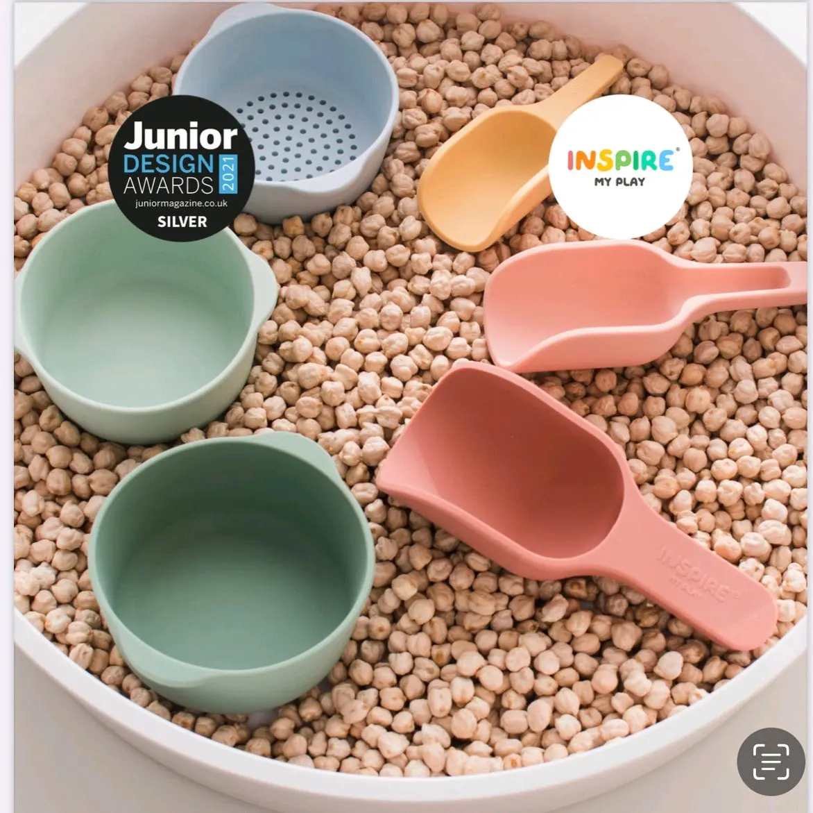 Beautiful scoops and nesting bowls BPA/PVC/Phthalate free  Educational sensory rescource