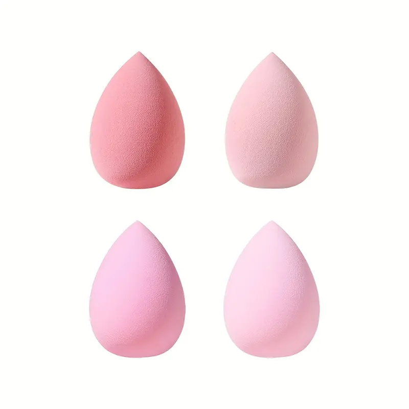 4pcs Pink Makeup Sponge Kit, Waterdrop Shape Foundation Blending Sponge, Soft Beauty Blender Sponge Flawless For Liquid, Cream, And Powder, Wet And Dry Dual Use Boun Boun Sponge, Ideal For Makeup Beginner Artist 1