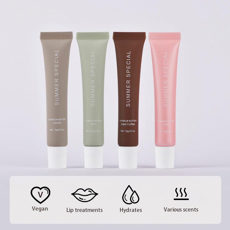 Summer Special Lip Balm,Moisturizing Natural Lip Balm,Ultra-Hydrating,Nourishing Lip Care with Natural Ingredients,Shea Butter & Olive Butter,Soothes & Softens Dry Lips (4PCS) Comfort Skincare jelly pop leopard  lipgloss 1