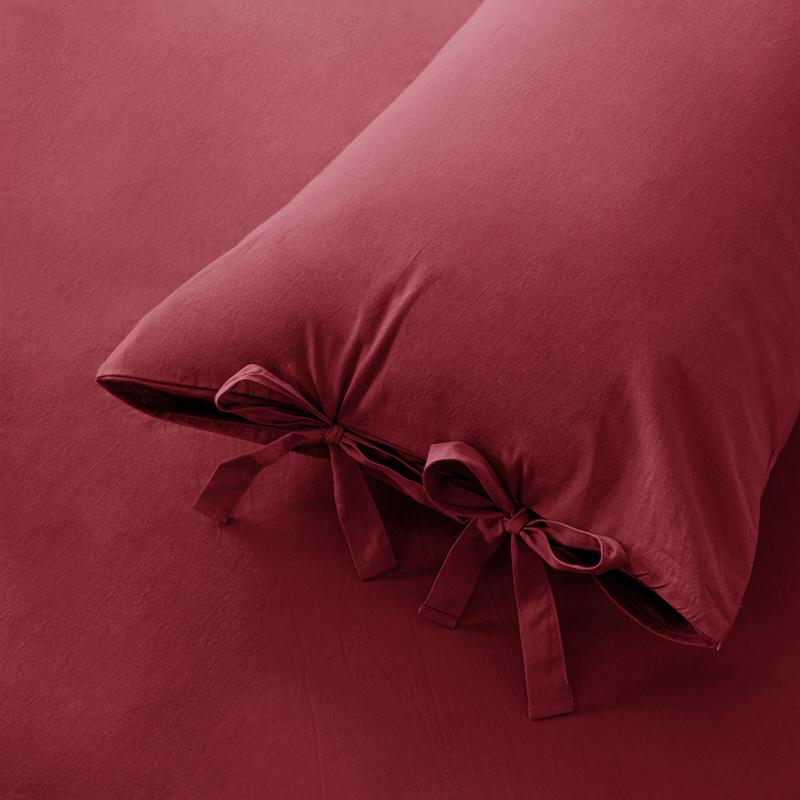 Luxury 3 Piece Duvet Quilt Cover Set Plain Bow Knotted Duvet Covers with Pillowcases Button Closure Breathable Microfiber Dyed Duvet Covers Sets 1