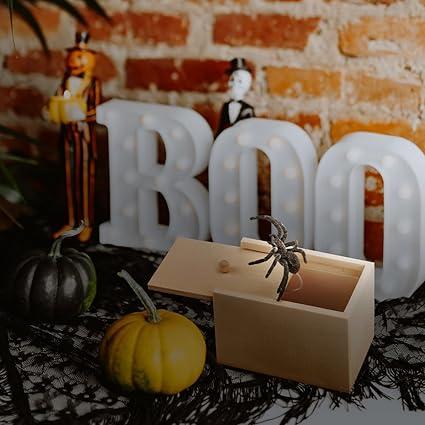 Spider Scare Prank Box, GLADFRESIT Wooden Scarebox Toy, Handmade Prank Spider, Fun Joke Mischief Practical Gifts for Kids Adults Halloween April Fool's Day 1