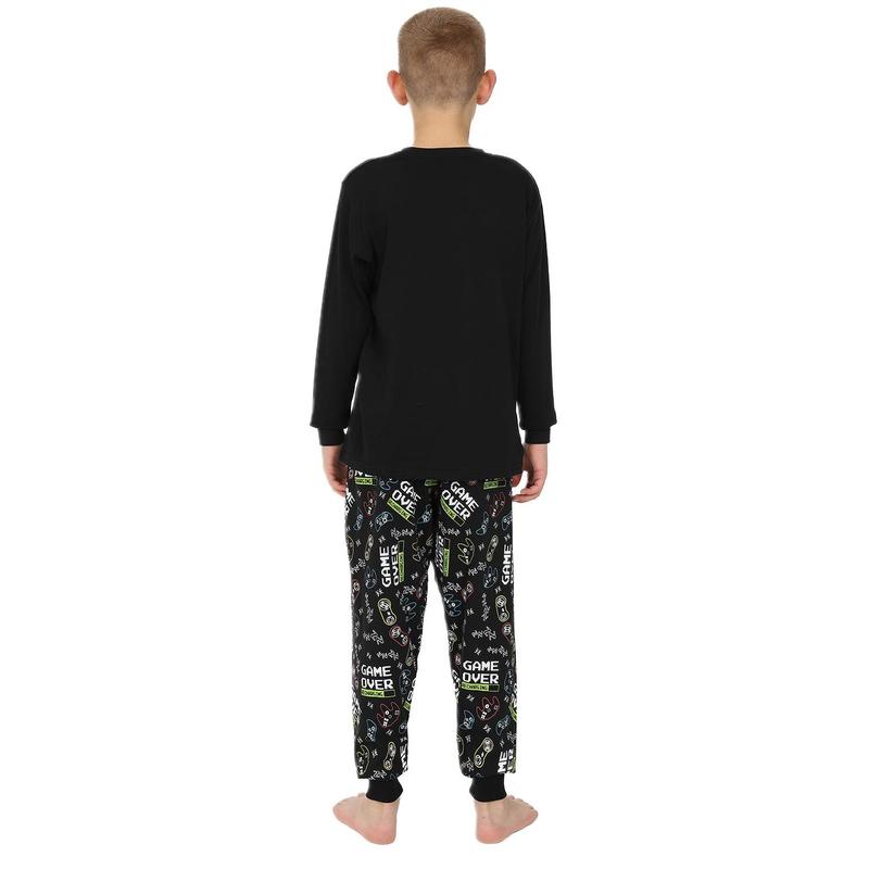Game Over Recharging Gaming Black Cotton Long Pyjamas 1
