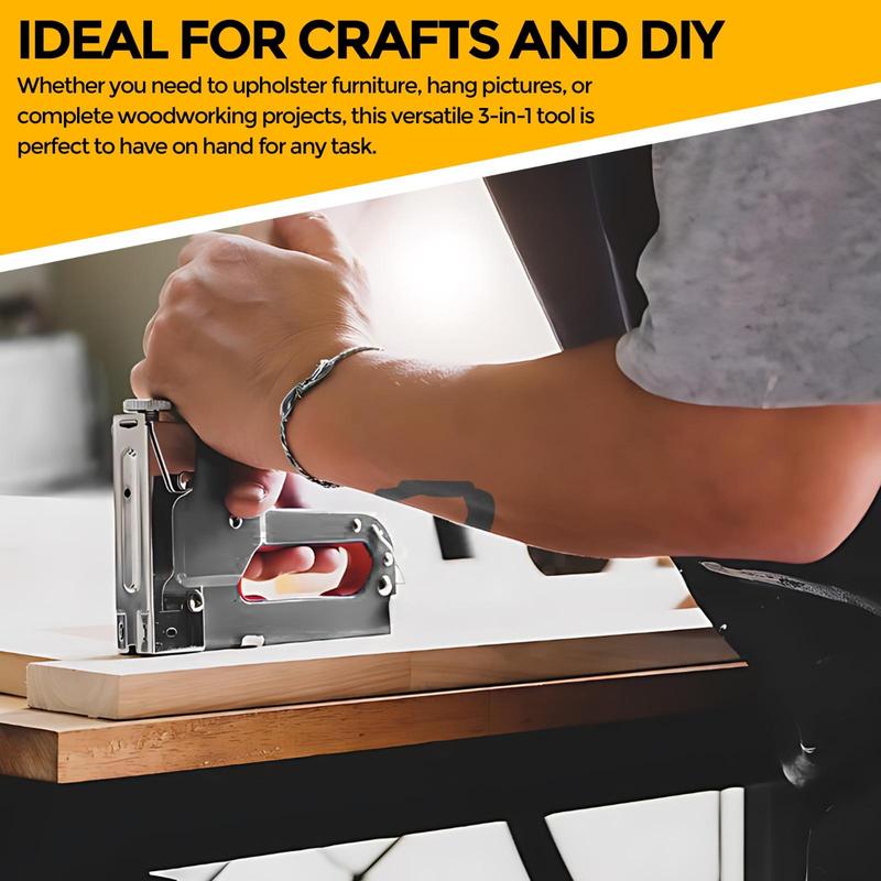 ZYBUX - 3-in-1 Heavy Duty Staple Gun & 600 Staple Selection Pack - Professional Set with Multiple Usage as for Craft, DIY, Teachers, Upholstery Work, for Wood 1