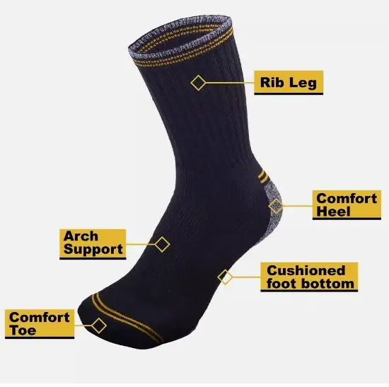 New Men's 24 Pair Bulk Buy Cushioned Arch Support Comfort Heel & Toe Work Socks work  socks