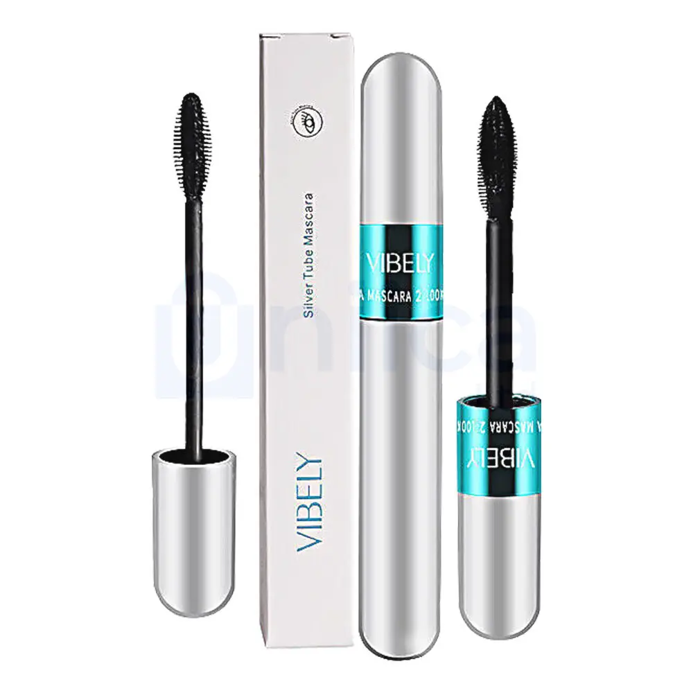 Vibely 4D Silk Fibre Infused Waterproof Mascara Makeup Cosmetic with 2 in 1 Brushes for Thick, Curled Lashes