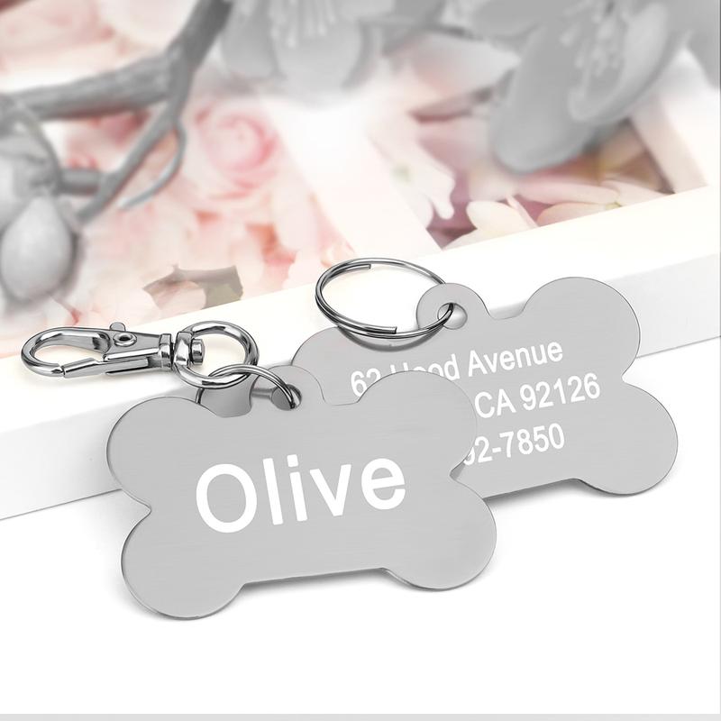 Product Introduction of Personalized Dogs Cats ID Tag Custom Alloy Bone Puppy Kitten Collar Accessories Anti-lost Pet Name Tags for Small Large Dog Cat 18
