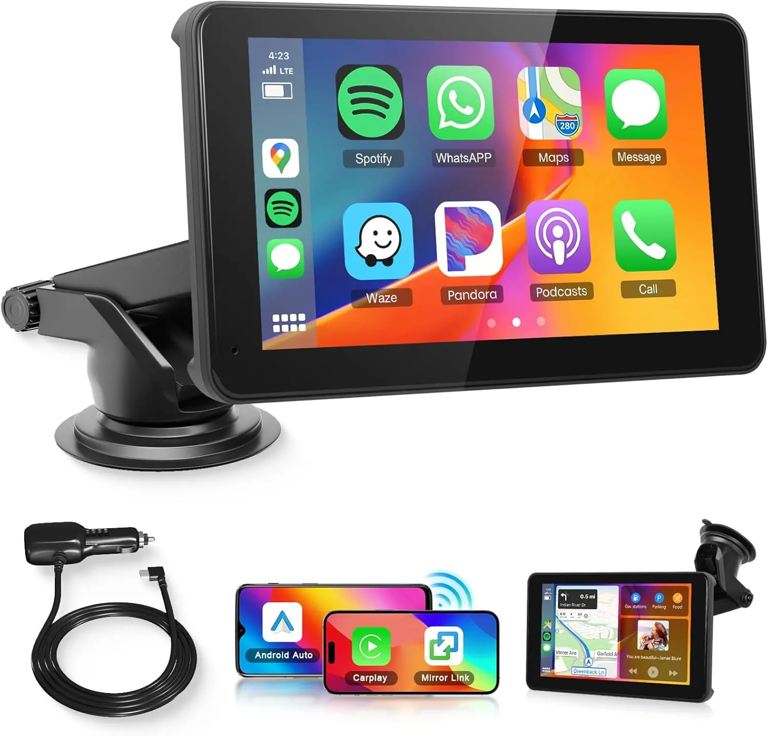【UK SELLER】7 Inch Portable Car Video Players, 1 Set Adjustable Multifunctional Car MP5 Player with Bluetooth-compatible & Rear View Camera, Universal Car Electronics, Car Video Players