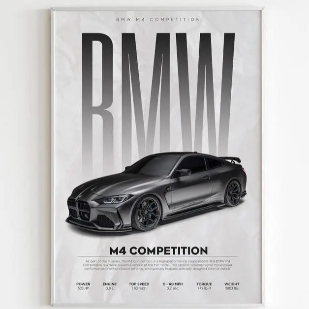 BMW M4 Competition Poster v1 | Physical Print | Hyper Car Poster  Product without frame