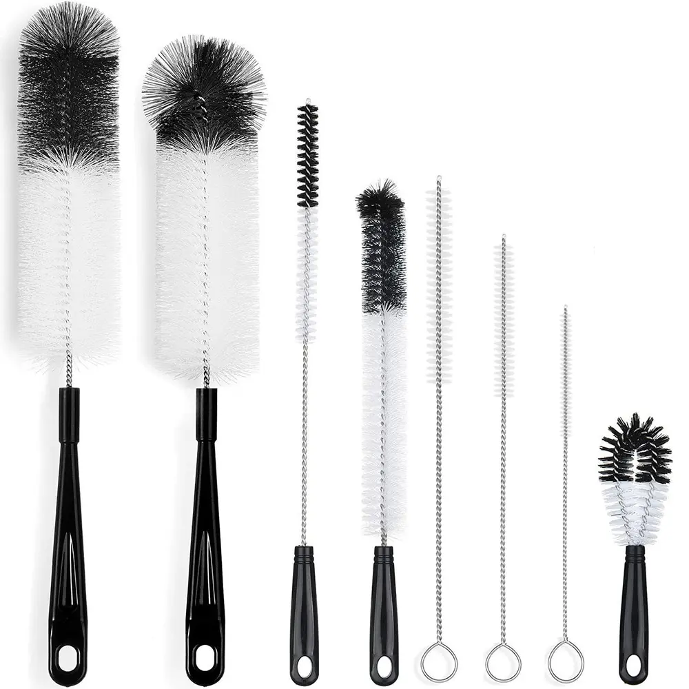 8 Pack Bottle Cleaning Brush Set Long Handle Bottle Cleaner with Kettle Lid Brush Straw Brush Glass Comfortable