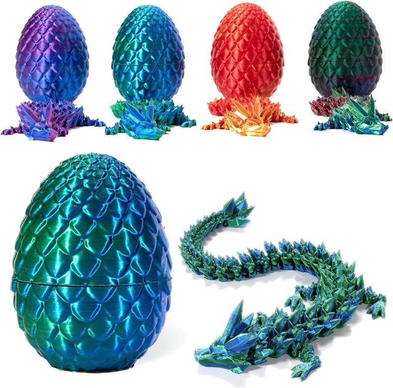 3D Printed Dragon in Egg, Full Articulated Dragon Crystal Dragon with Dragon Egg, Flexible Joints Home Décor Executive Desk Toys, Home Office Decorative Decor Ornaments Decoration 4