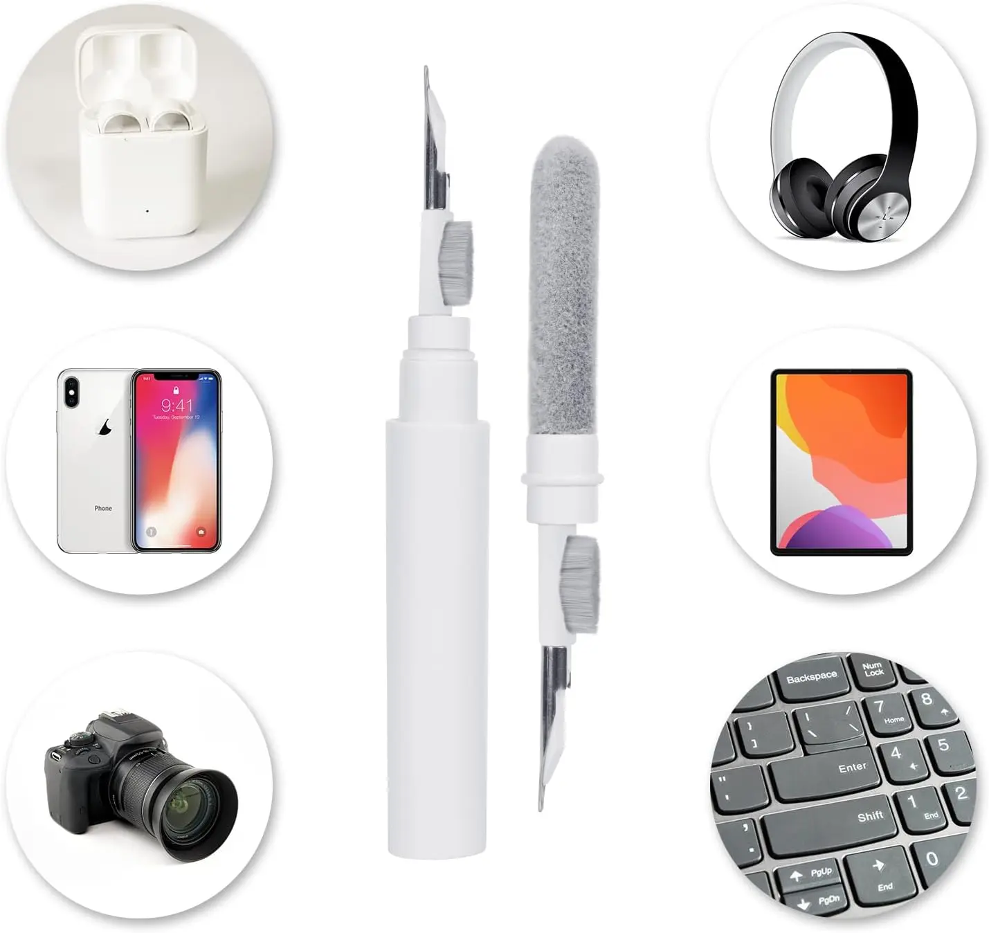 3-in-1 Multi-Cleaning Pen for AirPods, Mobile Phones, Laptops, Cameras, and accessories, Soft Brush, Sponge