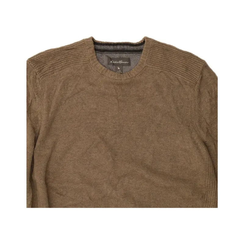 Pre-Owned Vintage EDDIE BAUER Mens Crew Neck Jumper Sweater XL Beige Cotton 3