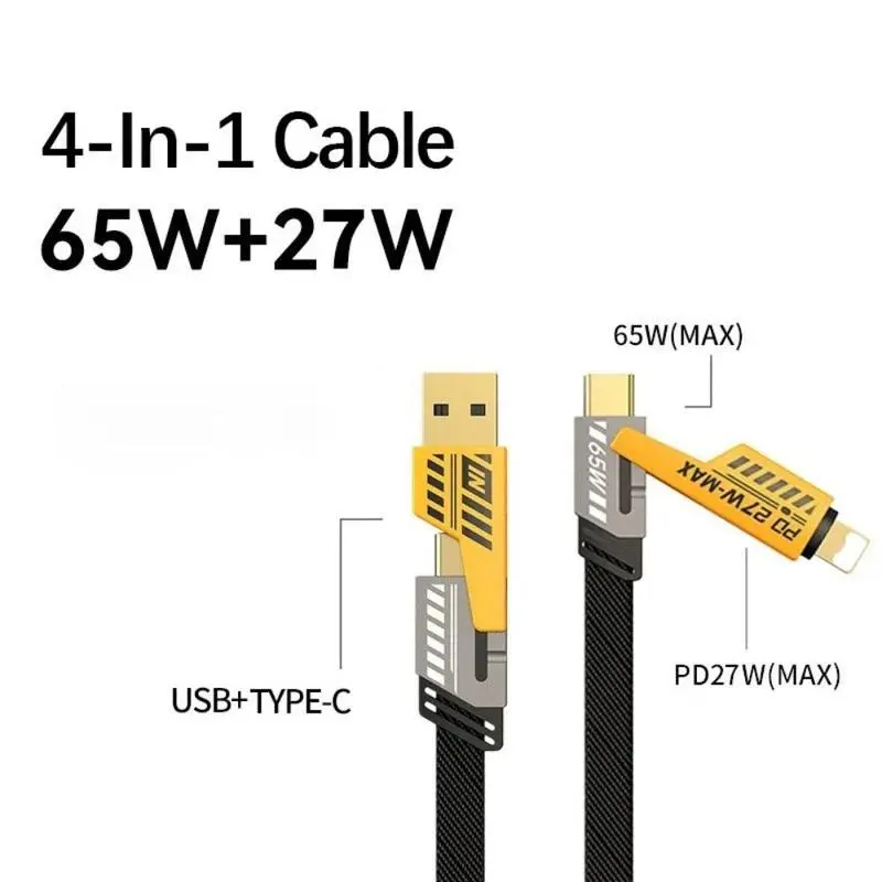 【US SELLER】4 In 1 New Multi-Port Charging Cable, 1Count PD Fast Charging Data Cable withMulti-head Design, Compatible withiPhone & Android 3