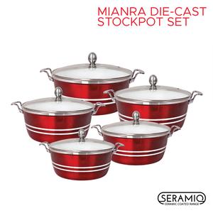 5pc Metallic Aluminium Die-Cast Stockpot Set with Lids 5pc INDUCTION Cookware Set Mianra Seramiq Stockpot Set
