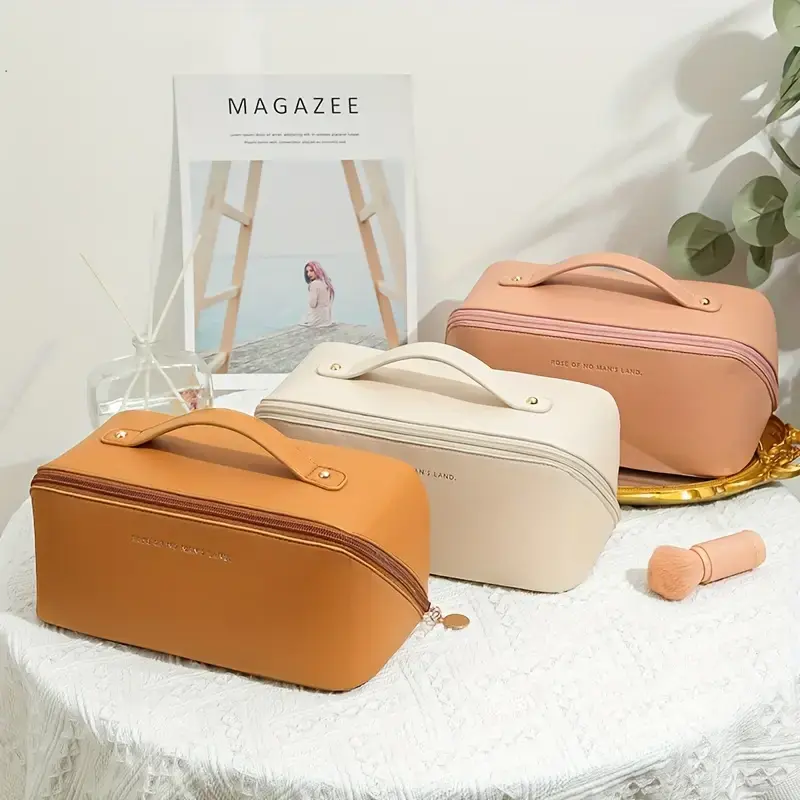 Large-Capacity Travel Makeup Bag, Portable Cosmetic Bag for Makeup Brushes and Toiletries, Waterproof Cosmetic Bag with Handle, Travel Essential 6