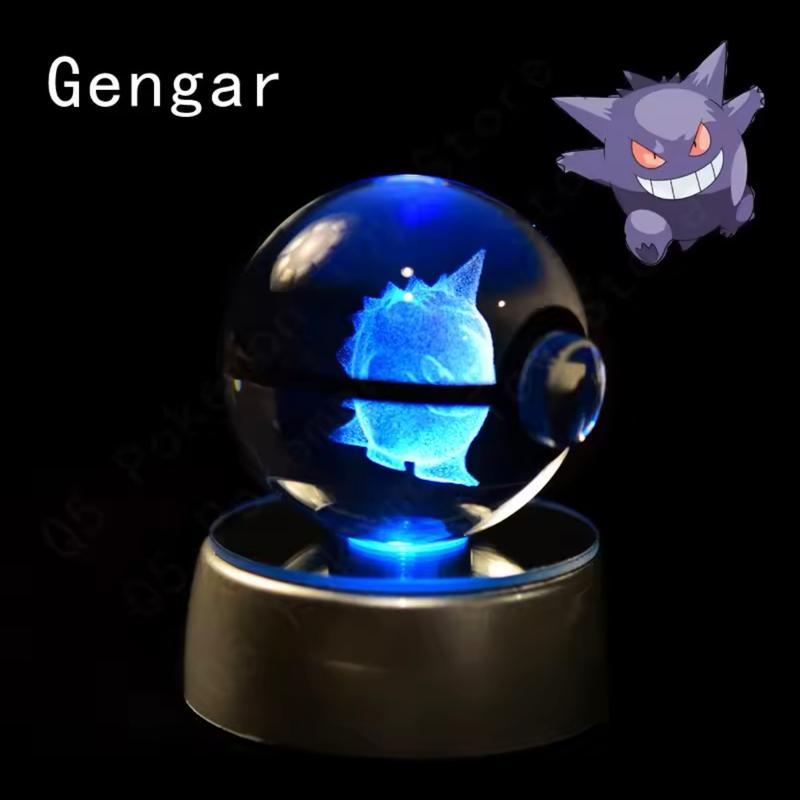Pokemon Crystal Ball Figurine with LED Lamp Base - Pikachu, Gengar, Mew, Mewtwo - Gift, Decor 6