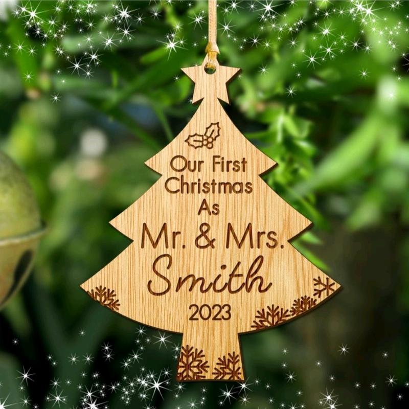 Christmas Wooden Baubles Handmade Personalised Decoration Ornaments Decor Gift 4
