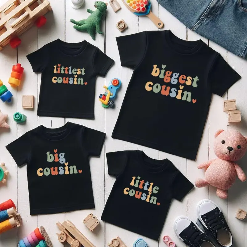 Biggest To Littlest Cousin Matching Black T-Shirts 0