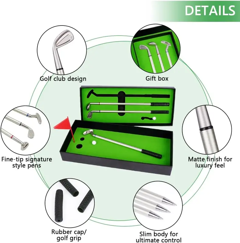 Mini Golf Club Putter Ballpoint Pen Set - Perfect Gift for Golfers, Dad, Christmas, and Friends 6