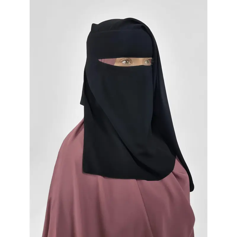 Short 2 Layer Niqab: No-Pinch 0