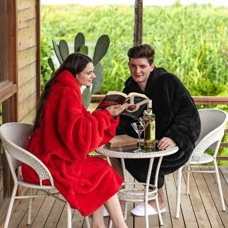 Hoodie Blanket  Couple style sherpa fleece  Wearable Thickened, TV Hoodie Blankets With Hood Long Sleeve Oversized   ,Warm and Cozy Snuggies Blanket Sweatshirt as Gifts for Mom Wife Girlfriend Clothes Comfort Womenswear Comfortable Fabric Soft Fit Loose 9