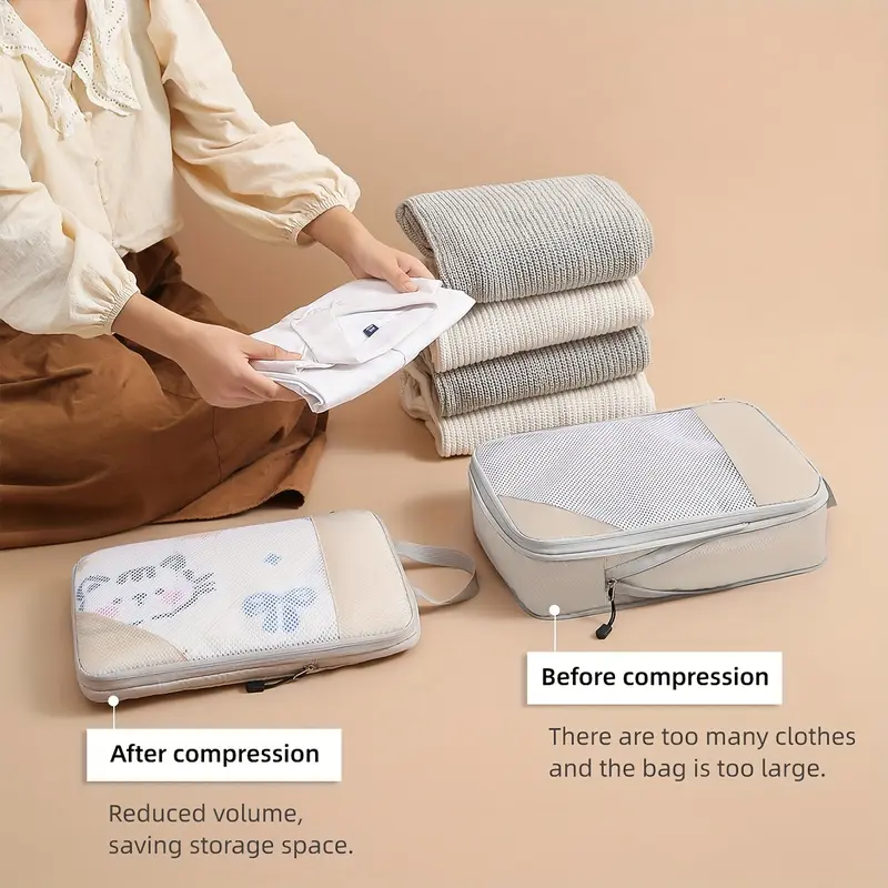 3 Set Compression Packing Cubes, Travel Essentials for Carry on Suitcases, Travel Bags Luggage Organizers 2