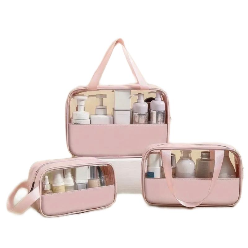 Medium Pink PVC Makeup Storage Bag for Toiletries and Accessories - Durable and Waterproof 5
