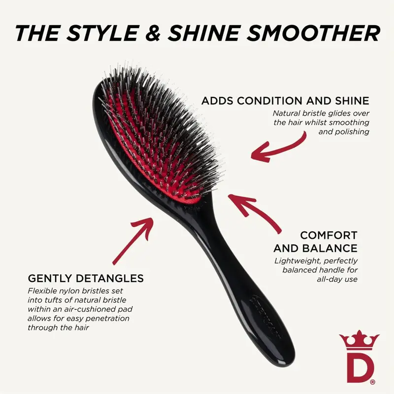 Denman Cushion Hair Brush (Medium) with Soft Nylon Quill Boar Bristles -Detangle and shine, adds gloss and shine to the hair, gently smooths and detangles... Heatless Haircare 4