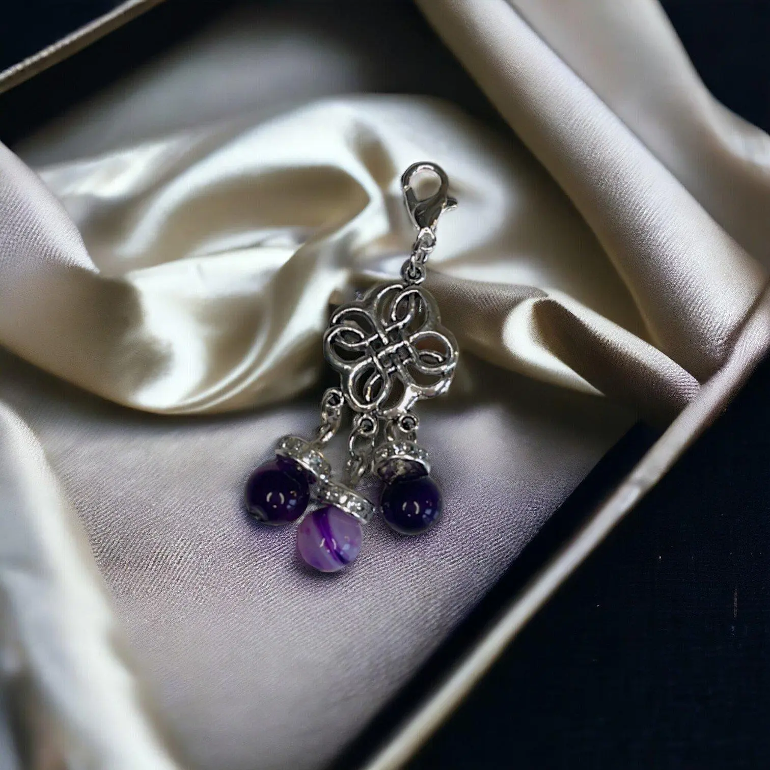Bohemian Amethyst Silver Phone Charm